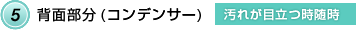 5．背面部分（コンデンサー）【汚れが目立つ時随時】