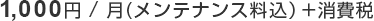 1,050円/月（標準価格）税・メンテナンス料込